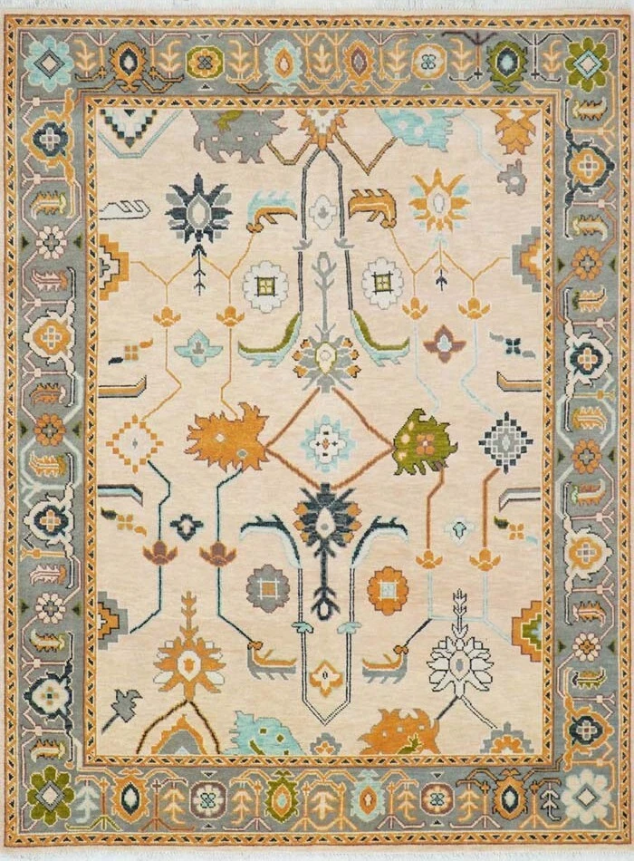 Hand Knotted Multi Color Premium Oushak Area Rug | 8x10 ft Living Room Wool Rug - Image 1 of 1