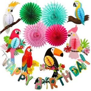 Tropical Birds Party Supplies Hanging Parrot Paper Honeycomb Decorations Pape... - Picture 1 of 7