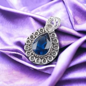 Natural London Blue Topaz Gemstone 925 Sterling Silver Pendant Healing For Women - Picture 1 of 6