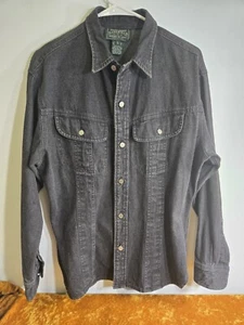Ralph Lauren Country Black Denim Shirt Jacket Womens Size L Made In USA - Picture 1 of 10
