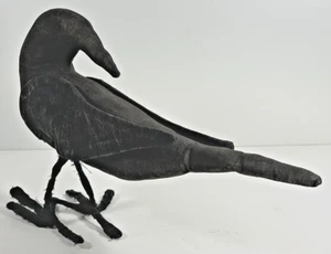 Halloween Primitive Folk Art Black Bird Wire Adjustable Legs Standing Plush 12"L - Picture 1 of 14