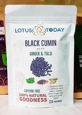 LOTUS TODAY Lotustoday herbal tea spice tea Black Cumin| Black seed Detox 20 tea bags