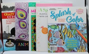 Lot Of 5 Coloring Books for Adults Animals Henna Art Transportation Tea Party - Picture 1 of 11