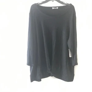 89th + Madison Women's 2X Black Light  Sweater Black Pullover Top Knot Front New - Picture 1 of 8