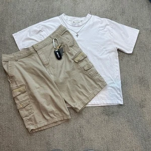 Tan Y2K Surf Style Ecko Unltd Baggy Cargo Shorts - Picture 1 of 8
