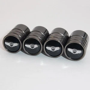 US85 Genesis schwarz Chrom Auto KFZ Rad Reifen Luft Ventilkappen Schaftabdeckung - Bild 1 von 3