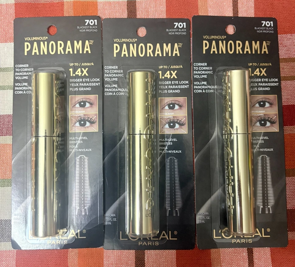 3PK Loreal Voluminous Panorama Mascara ~ 701 Blackest Black ~ 0.33 FL OZ  - Image 1 of 1