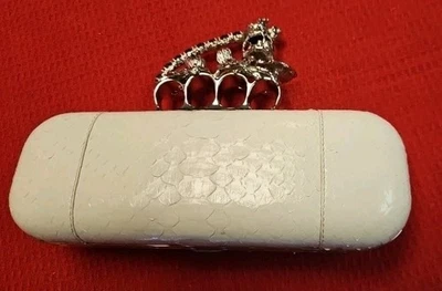  ALEXANDER MCQUEEN White Python Skin Knuckle Box Clutch Pre-Owned - Image 1 of 4