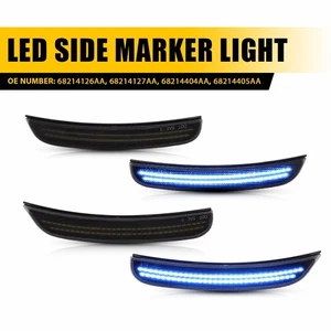 4Pcs Smoke LED Side Marker Lights Blue Light L+R For 2015-2022 Dodge Charger EXR - Picture 1 of 21
