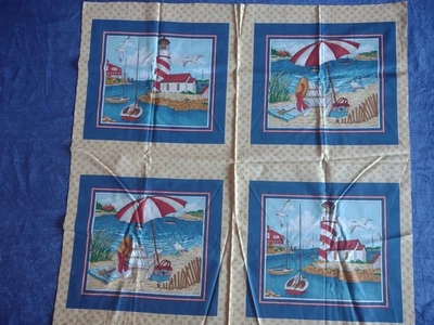 VIP Cranston Beach Days Pillow Quilt Fabric Panel Set Of 4 - Image 1 of 4