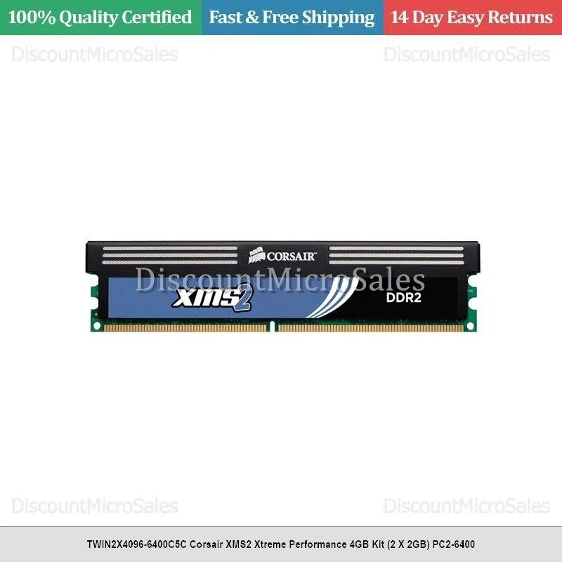 TWIN2X4096-6400C5C Corsair XMS2 Xtreme Performance 4GB Kit (2 X 2GB) PC2-6400 - Image 1 of 1