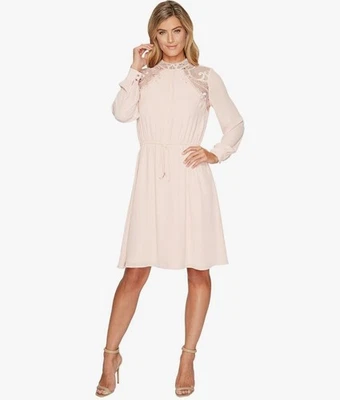 Ivanka Trump женщин насмешливый кружевной отделки Georgette розовый длинным рукавом балетное платье «12» - Изображение 1 из 4