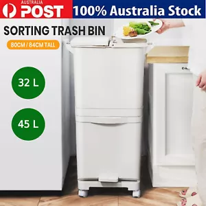 32/45L Kitchen Bin Waste Sorting Trash Bins Garbage Recycling Wheels Dustbin AU - Picture 1 of 12