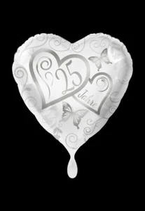 Folienballon * 25 Jahre * Silberne Hochzeit Deko Auto Jubiläum Herz - Bild 1 von 1