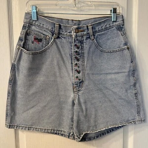 VTG | Nuovo County Seat Light Wash Denim Jean Shorts Floral Embroidered 11/12 28 - Picture 1 of 7
