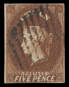 Ceylon 1857-59 QV 5d chestnut very fine used cat £170. SG 5. - Picture 1 of 1