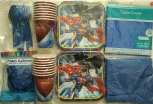 Justice League Man of Steel Birthday Party Supply Kit Pack for 16 w/Balloons - Picture 1 of 5