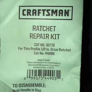 New! Craftsman Ratchet Repair Kit 32772 ½” Thin Profile Quick Release for 44996 - Picture 1 of 2