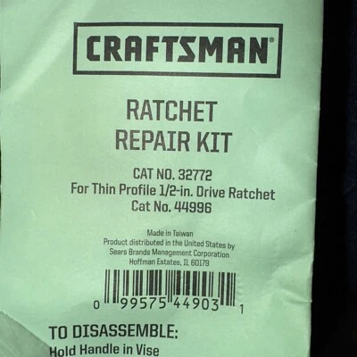 ¡Nuevo! Kit de reparación de trinquete Craftsman 32772 1/2” perfil delgado liberación rápida para 44996 Foto 1 de 2