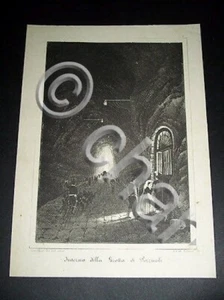Stampa Incisione - Interno della Grotta di Pozzuoli - 1850 ca - Picture 1 of 1
