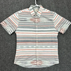 Faherty Short Sleeve Coast Shirt Men's Large Blue Rose Ikat Southwest Aztec - Picture 1 of 16