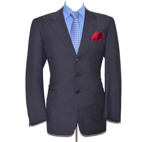 Belvest Sharkskin Men 2 Piece Gray Suit Jacket Size 42L Pant 35x32 Dual Vent - Picture 1 of 10
