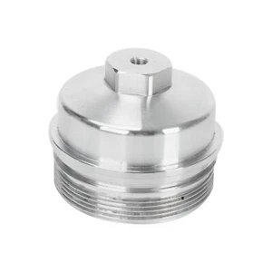 Silver Billet Aluminum Oil Filter Cap For 2003-2007 Ford 6.0L Powerstroke Diesel - Picture 1 of 5