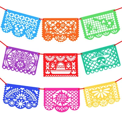 NOVELTY PLACE Mexicano Fiesta Papel Picado Thick Felt Mexican Festival Decoration Paper Banner