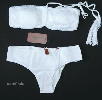 MISSONI MARE WOMEN'S SHEVRON KNIT WHITE BIKINI SWIMSUIT IT 40, UK 8 USA 6 NWT - Image 1 of 4