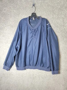 Nike Golf Pullover Mens XXL Navy Blue Snap Button Windbreaker EMBROIDERED - Picture 1 of 12