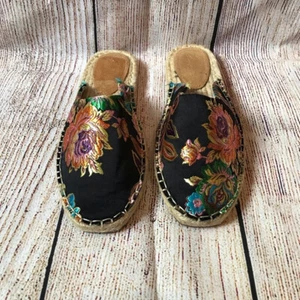 LETZTES PAAR Vintage Havanna Espadrille Pantoletten bestickt Slipper Sandalen Größe 7,5  - Bild 1 von 4