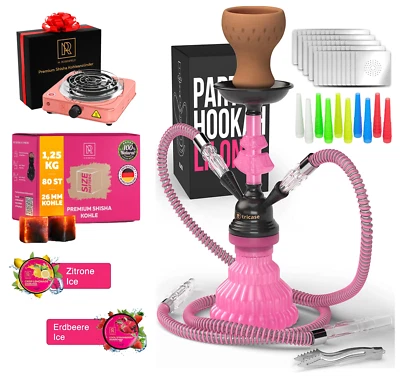 Shisha Set  komplett Reise 2 Schläuche 30cm Kohle  Kohlenanzünder Dampfsteine - Bild 1 von 4