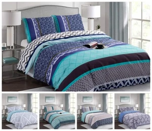 3 Pieces Duvet Cover Set Printed Reversible Quilt Cover Set Bedding Queen King - Picture 1 of 28