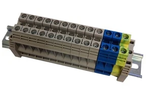 DINKLE 10 MM 10 GRAU, 2 BLAU & 1 ERDE DIN SCHIENENKLEMMPACK 600V, 60A BEWERTET - Bild 1 von 1
