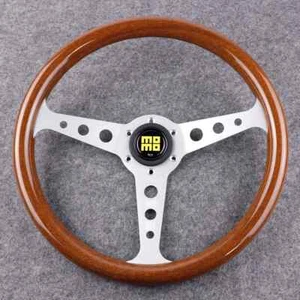 MOMO Heritage Indy Silver Woodgrain Mahogany Wood Steering Wheel 350mm - Picture 1 of 6
