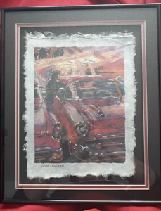 Will Caldwell Framed 9 x 11 Silkscreen Print Hot Rods at the Drive-In - Picture 1 of 14
