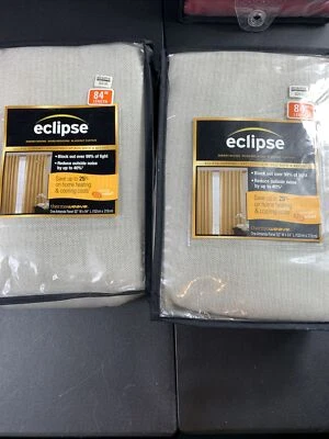 Eclipse energy saving blackout curtain 2 panels 84” long BBB thermaweave Khaki L - Image 1 of 4