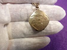 BEAUTIFUL RARE VTG ANTIQUE VICTORIAN ROSE GOLD FILLED (SCENIC) LOCKET & NECKLACE