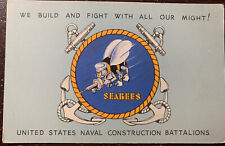 Us Navy Seabees WWII Postcard We Build And Fight