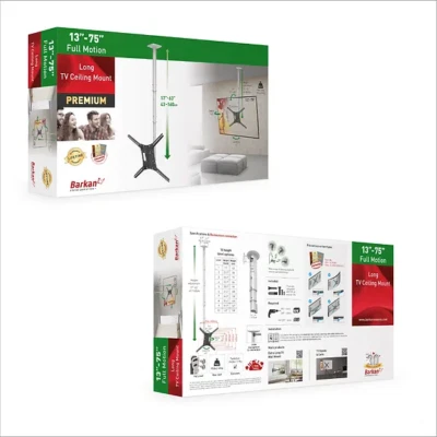 Suporte de teto BARKAN 4500L Full Motion longo branco TV, giratório e inclinável 13" -75" - Imagem 1 de 4