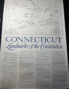Mappa Connecticut Punti di riferimento della Costituzione disegnata da John McCrillis Storia - Foto 1 di 6
