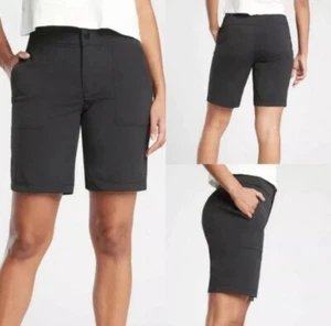 Athleta Trekkie North Mid Rise Bermuda Shorts Size 8 Black Nylon Pockets. - Picture 1 of 10