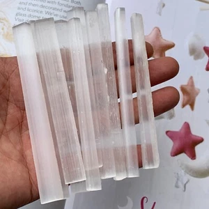 A+ Natural Gypsum Selenite Quartz Crystal Wand Strip Reiki Healing Specimen 10PC - Picture 1 of 12