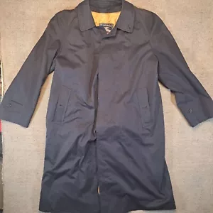 Burberrys Of London Trench Overcoat Sz 42R With Wool Lining Men's Navy Blue - Picture 1 of 16