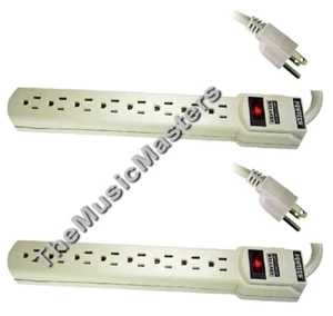 2X Surge Protection 8 Outlet POWER STRIPS w/Reset Circuit Breaker Lighted Switch - Picture 1 of 6