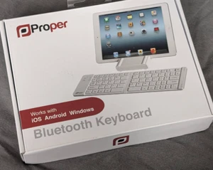 Proper - White Bluetooth Keyboard PKBBK - Works with iOS, Android, Windows - Picture 1 of 3