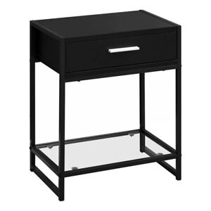 Durable 12" x 18" x 22" BlackwithBlack Metal  Tempered Glass  Accent Table