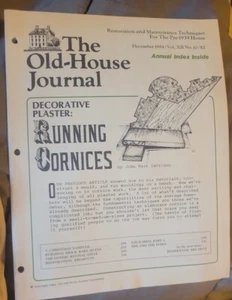 Old House Journal Dec 1984 Vol XII No. 10 DECORATIVE PLASTER: RUNNING CORNICES - Imagen 1 de 2