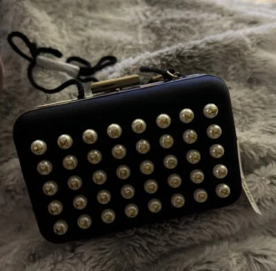 Kate Landry Black Pearl Evening Clutch With Removable Strap NWT 100% Authentic - Image 1 of 4