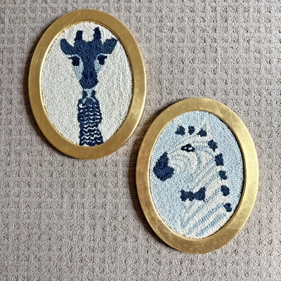 Pottery Barn Kids Emily & Merritt Золотистый лист Овальные Рамки Игла Животные искусство - Изображение 1 из 4